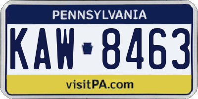 PA license plate KAW8463