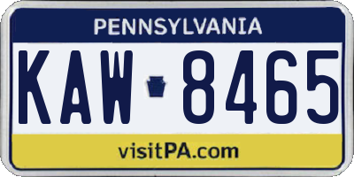 PA license plate KAW8465