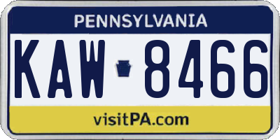 PA license plate KAW8466