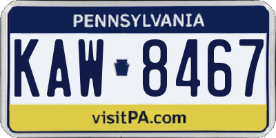 PA license plate KAW8467