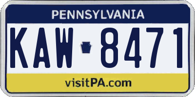 PA license plate KAW8471