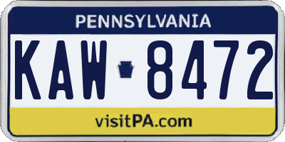 PA license plate KAW8472