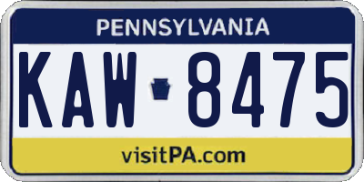 PA license plate KAW8475