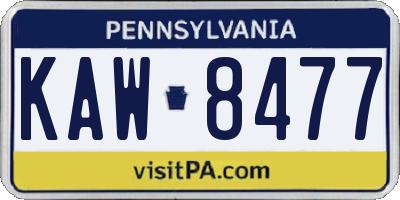 PA license plate KAW8477