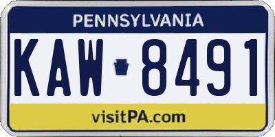 PA license plate KAW8491