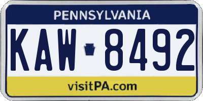 PA license plate KAW8492