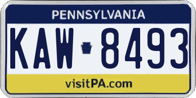 PA license plate KAW8493