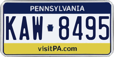PA license plate KAW8495