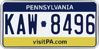 PA license plate KAW8496