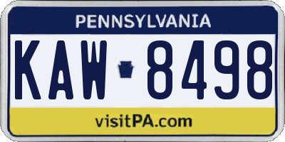 PA license plate KAW8498