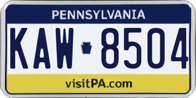 PA license plate KAW8504