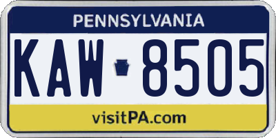 PA license plate KAW8505