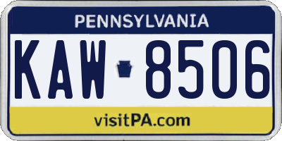 PA license plate KAW8506
