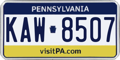 PA license plate KAW8507