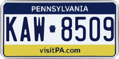 PA license plate KAW8509