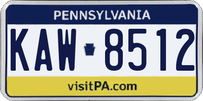 PA license plate KAW8512