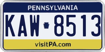 PA license plate KAW8513