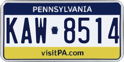 PA license plate KAW8514