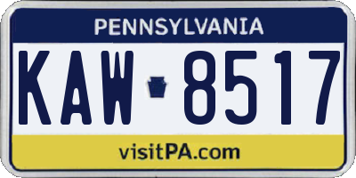 PA license plate KAW8517