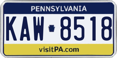 PA license plate KAW8518