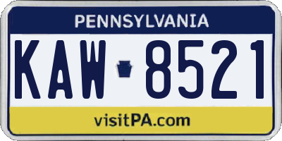 PA license plate KAW8521