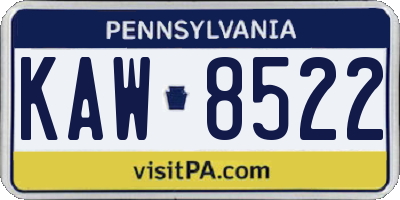PA license plate KAW8522