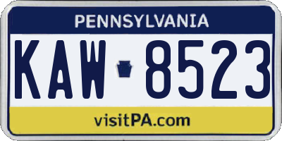 PA license plate KAW8523