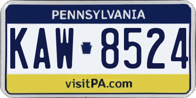 PA license plate KAW8524