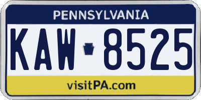 PA license plate KAW8525