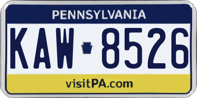 PA license plate KAW8526