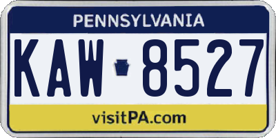 PA license plate KAW8527