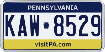 PA license plate KAW8529