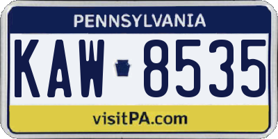 PA license plate KAW8535