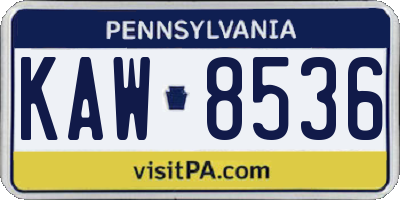 PA license plate KAW8536