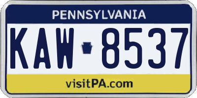 PA license plate KAW8537