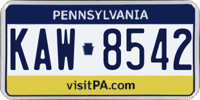 PA license plate KAW8542