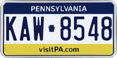 PA license plate KAW8548