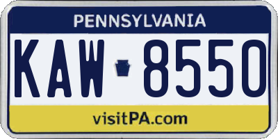 PA license plate KAW8550