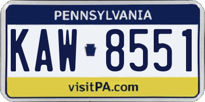 PA license plate KAW8551