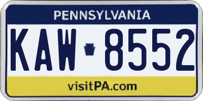 PA license plate KAW8552