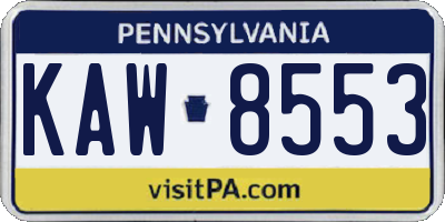 PA license plate KAW8553