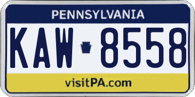 PA license plate KAW8558