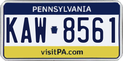 PA license plate KAW8561