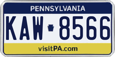 PA license plate KAW8566