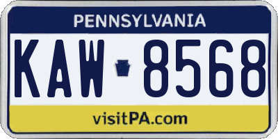 PA license plate KAW8568