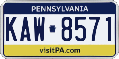 PA license plate KAW8571