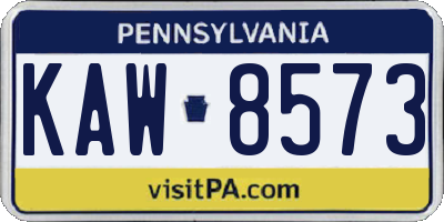 PA license plate KAW8573