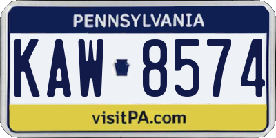 PA license plate KAW8574