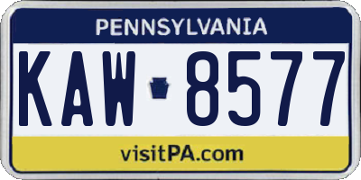 PA license plate KAW8577