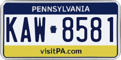 PA license plate KAW8581